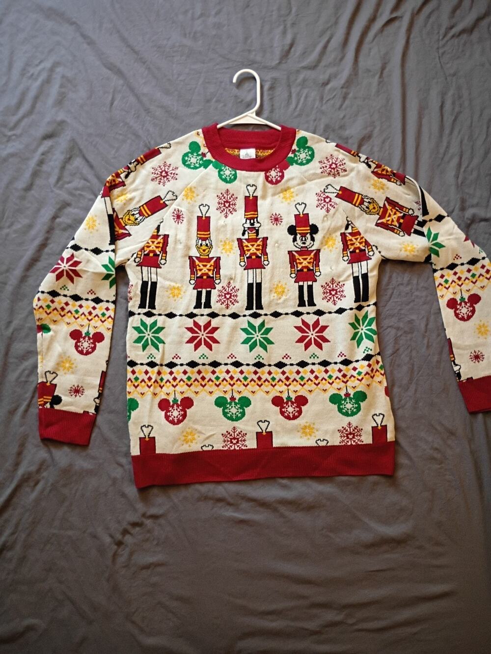 Disney Parks Light Up Christmas Sweater Mickey Minnie Donald Goofy Toy Soldier M